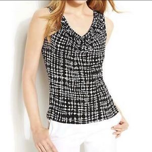 Cavin Klein Petite Printed Cowl Neck Tank